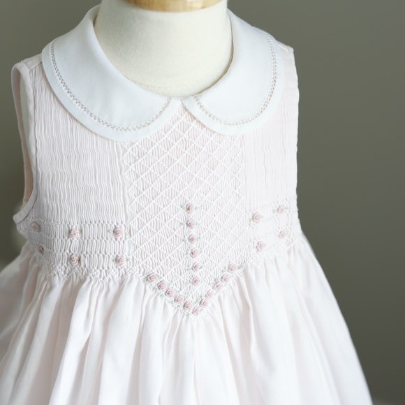 RARE Pink Dress Smocked Friedknit by Feltman Brothers 12 Month Spring LIKE NEW - Picture 4 of 8